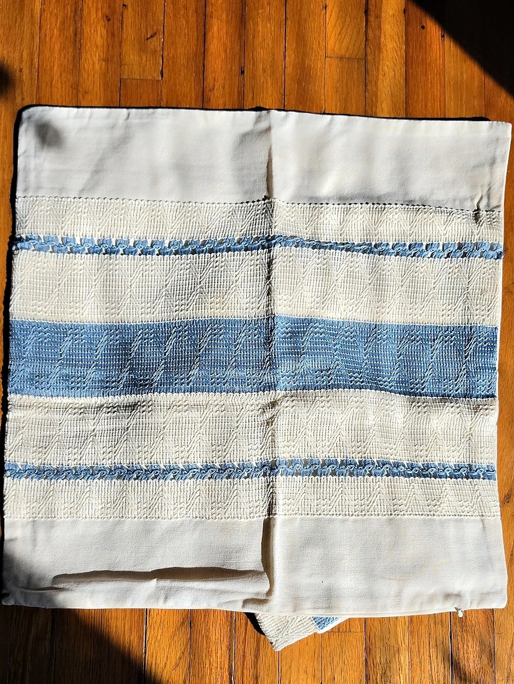 Blue & White Striped Textile Pillow Covwr Set 2